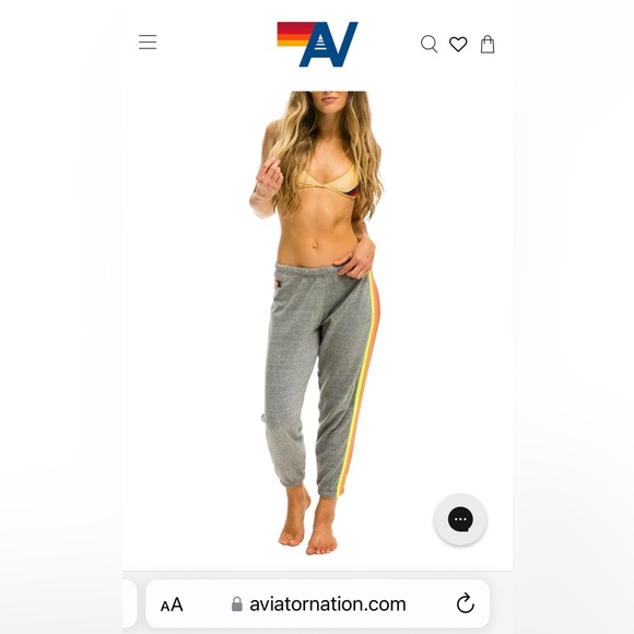 AVIATOR NATION 5 STRIPE SWEATPANTS - HEATHER GREY // NEON RAINBOW BLUE - Picture 5 of 5